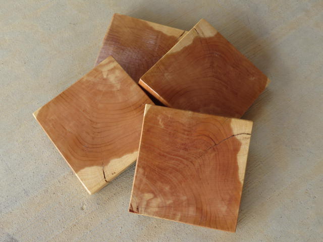Natural Square Cedar Coaster Set