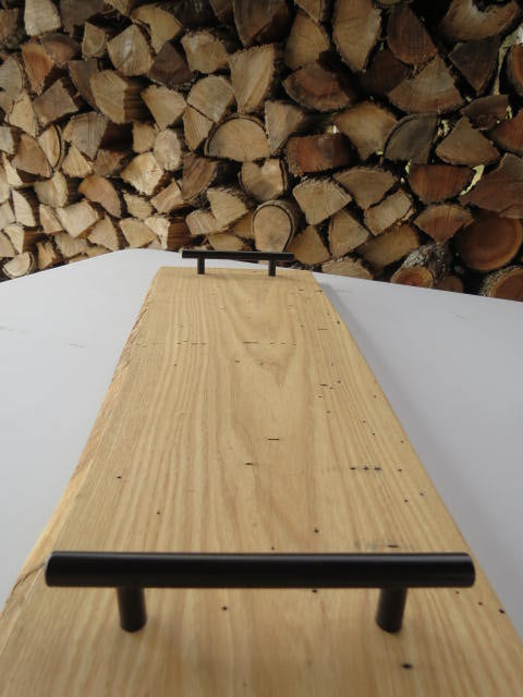 Live-edge Kiln-dried Rectangular Ashe Serving Tray with handles