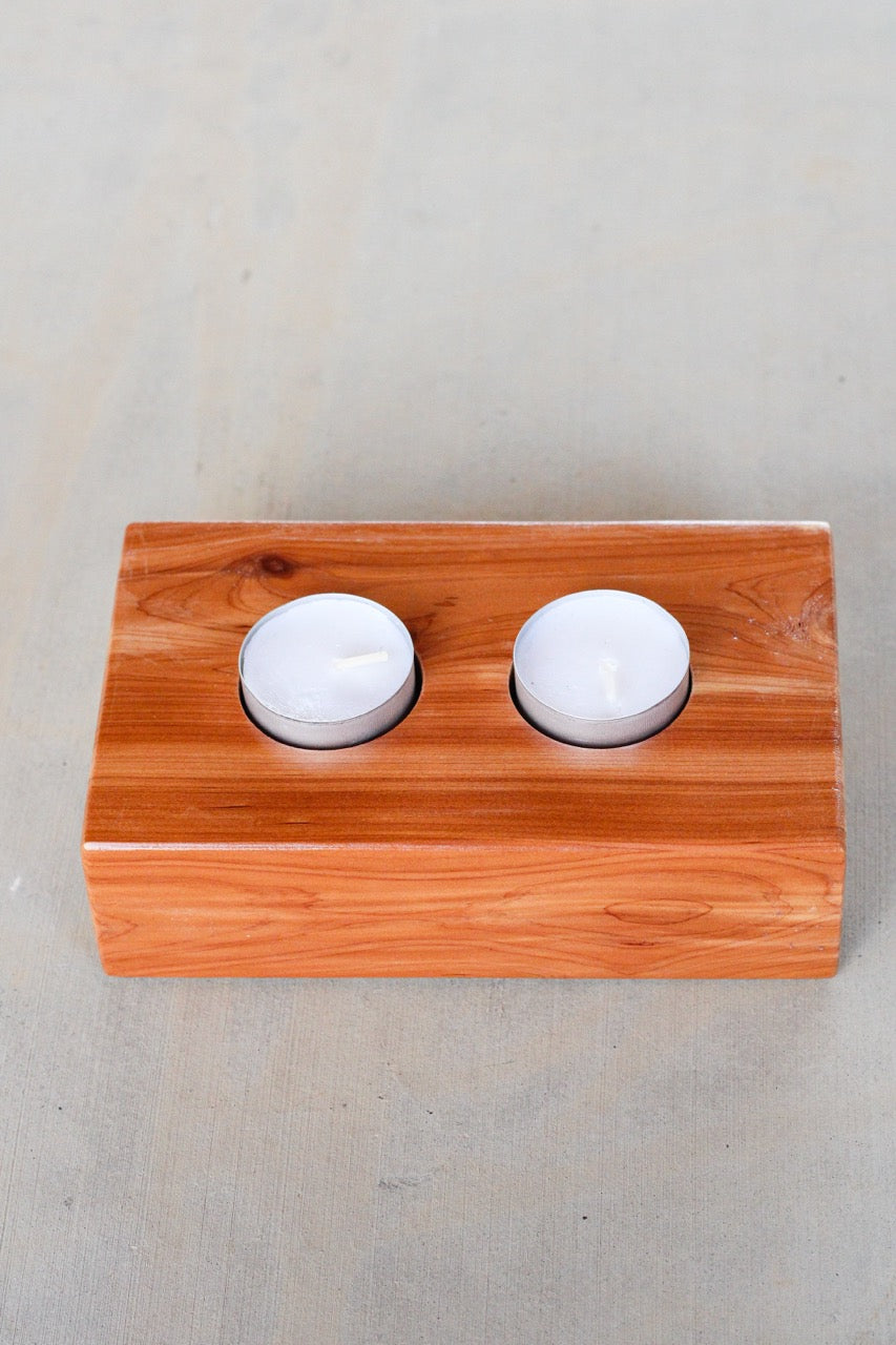 Plain Flat Rectangular Double Tea Light Candle Holder