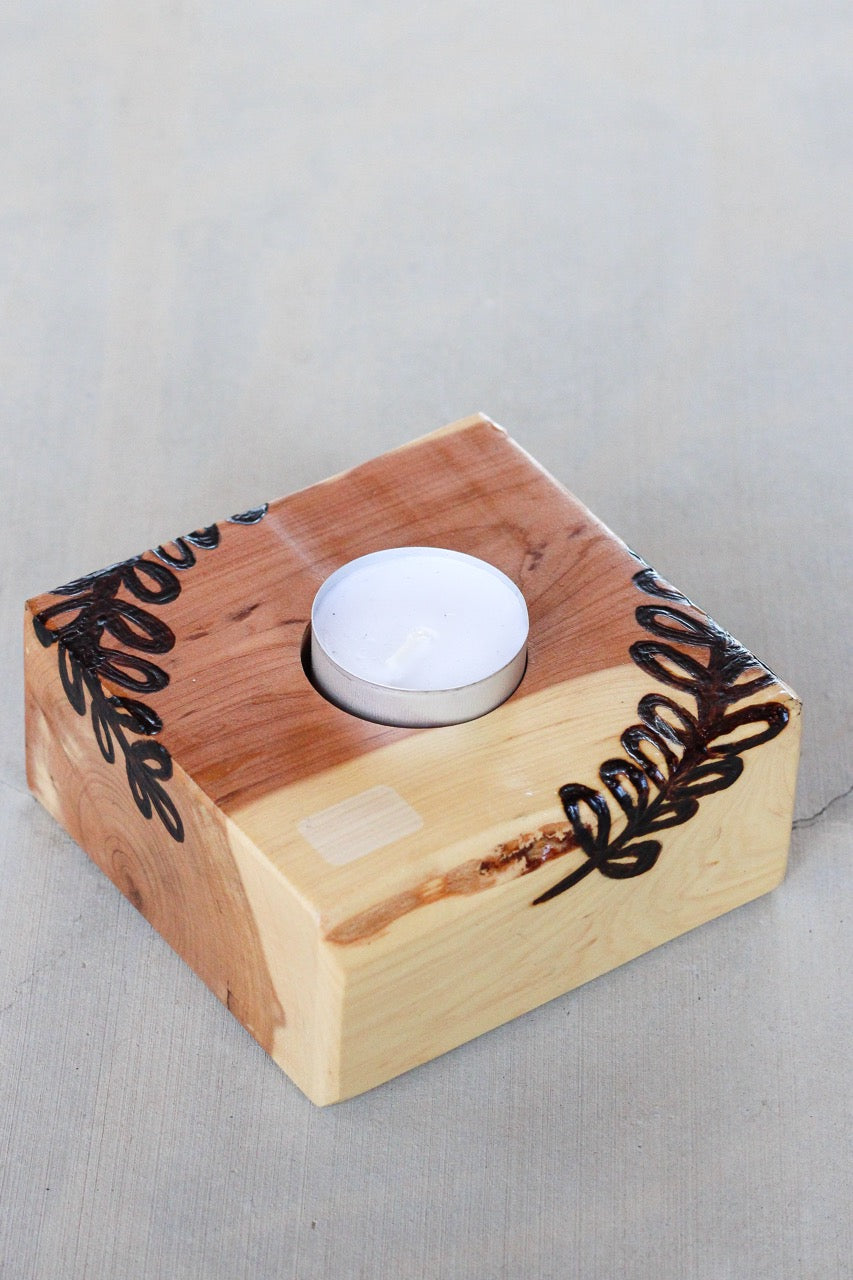 Vine Flat Cube Tea Light Candle Holder