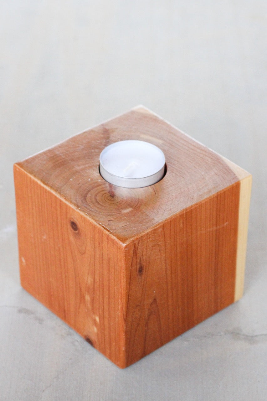 Plain Cube Tea Light Candle Holder