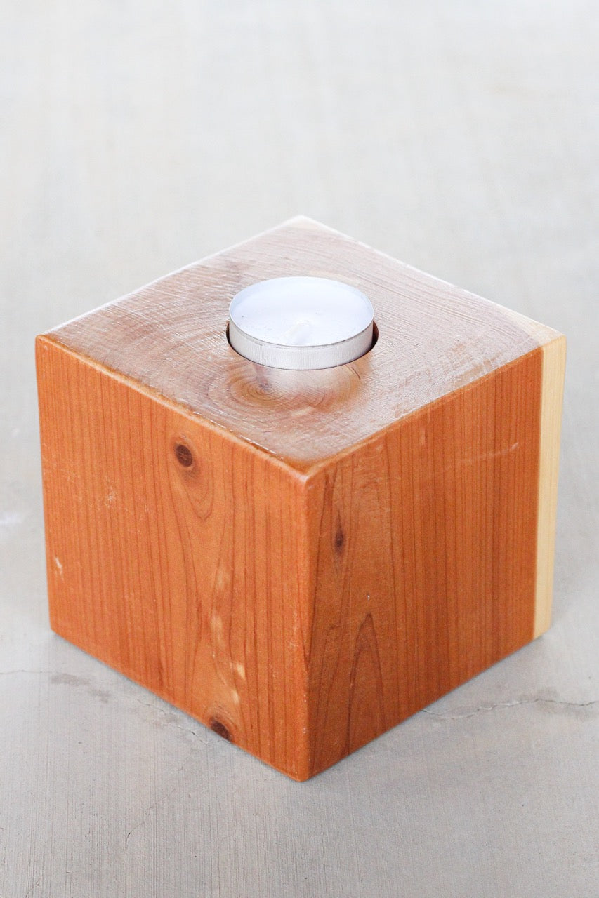 Plain Cube Tea Light Candle Holder
