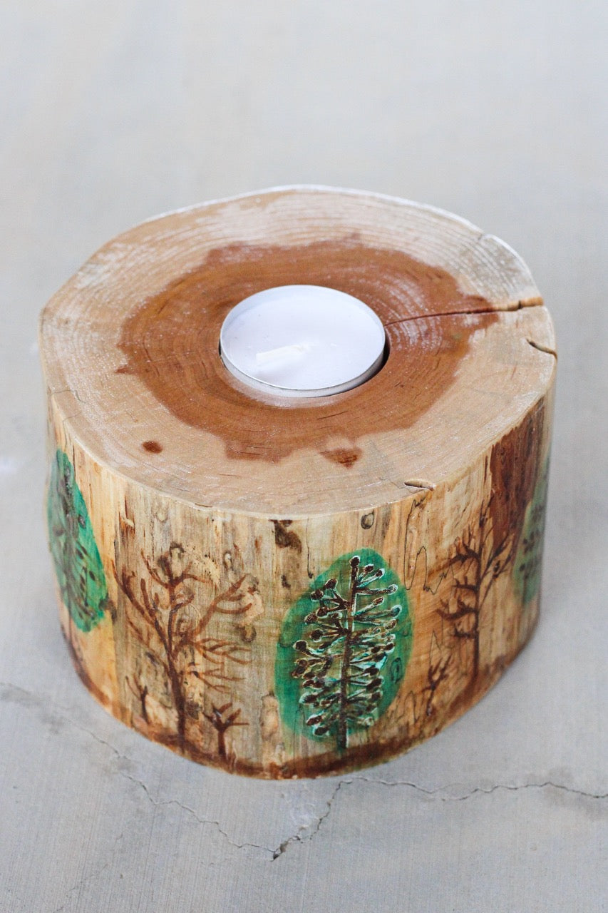 Evergreen Tea Light Candle Holder