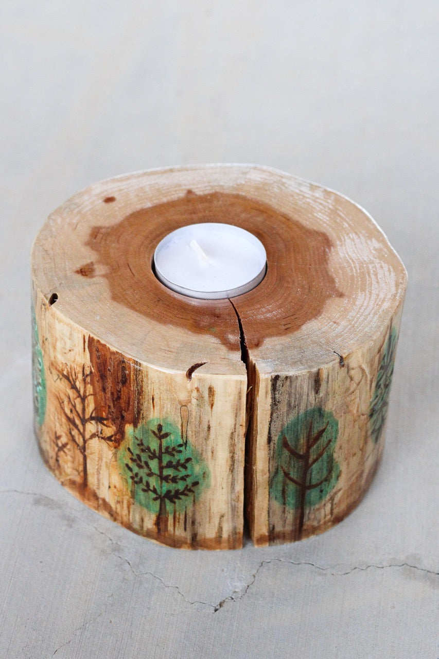 Evergreen Tea Light Candle Holder