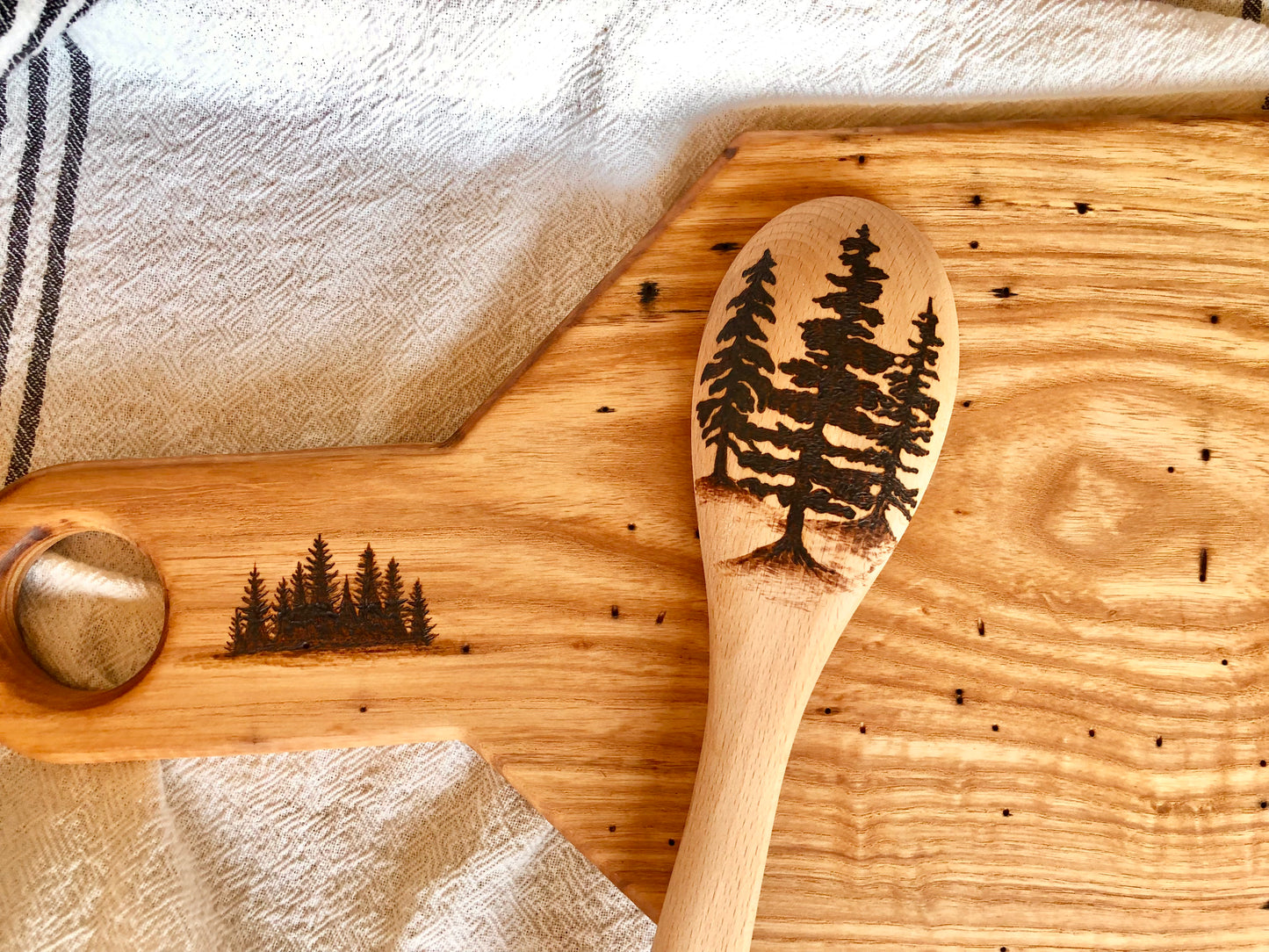 Trees Cutting Board & Spoon Set