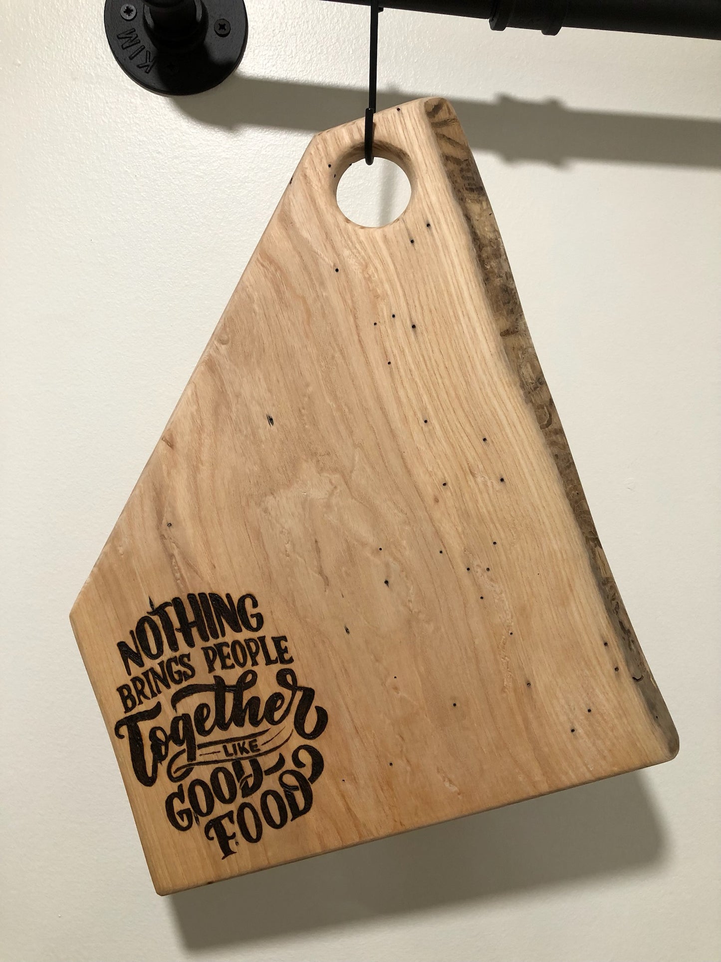 Live-edge kiln-dried Ashe "NOTHING BRINGS PEOPLE TOGETHER LIKE GOOD FOOD"