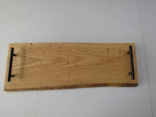 Live-edge Kiln-dried Rectangular Ashe Serving Tray with handles