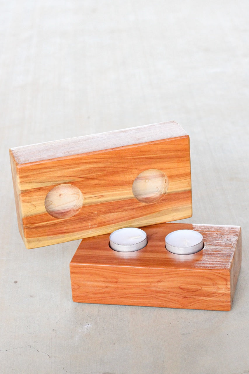 Plain Flat Rectangular Double Tea Light Candle Holder