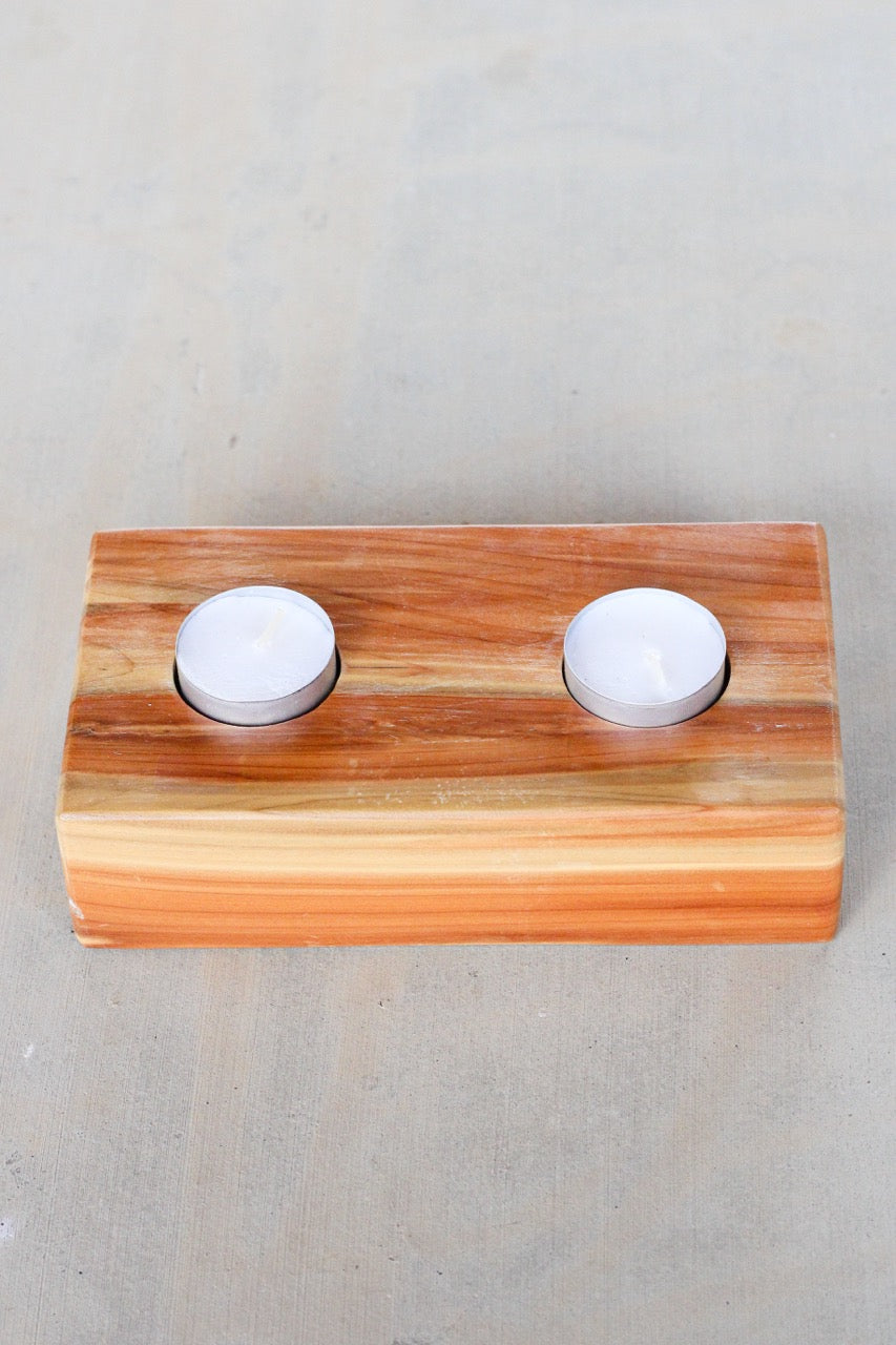 Plain Flat Rectangular Double Tea Light Candle Holder