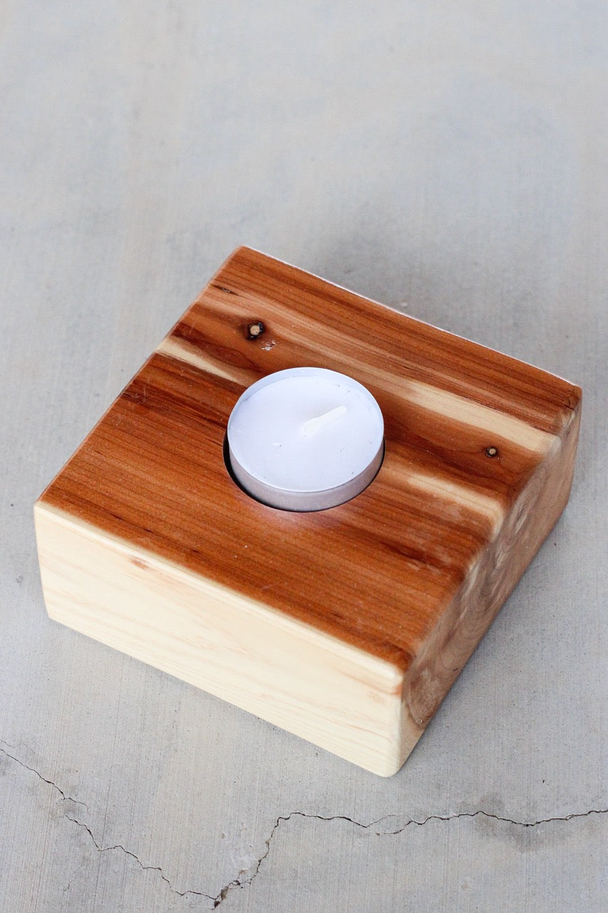 Plain Flat Cube Tea Light Candle Holder