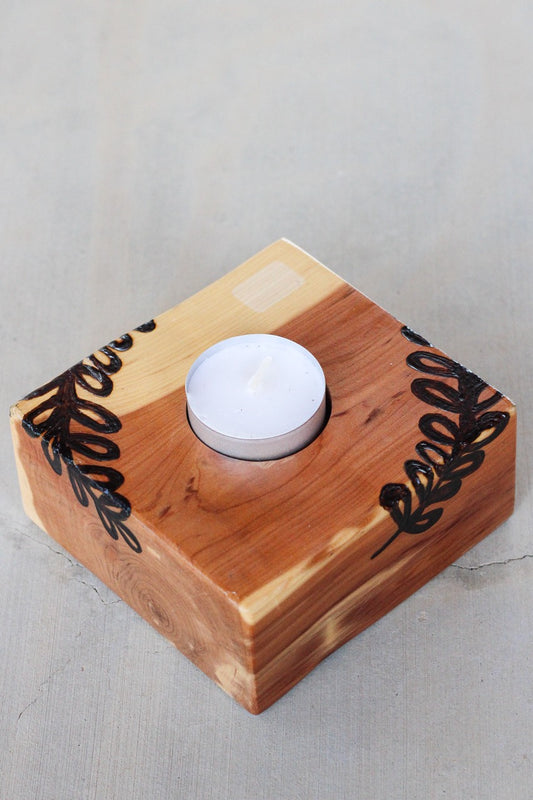 Vine Flat Cube Tea Light Candle Holder