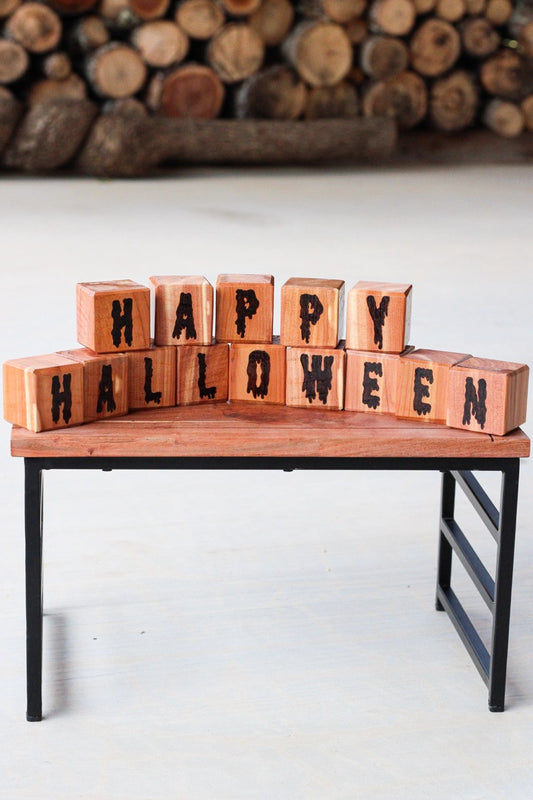 Merry Christmas Happy Halloween Reversible Blocks