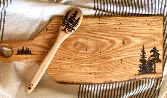 Trees Cutting Board & Spoon Set