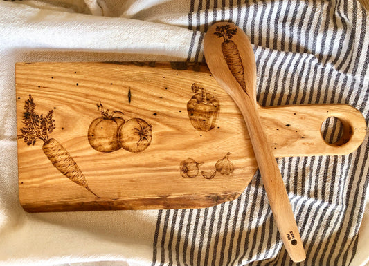 Veggies Cutting Board & Spoon Set